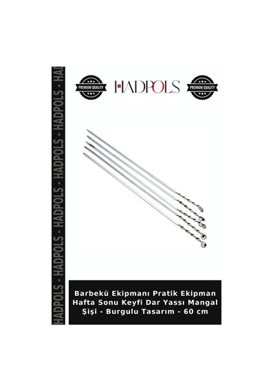 Barbekü Ekipmanı Pratik Ekipman Hafta Sonu Keyfi Dar Yassı Mangal Şişi - Burgulu Tasarım - 60 Cm