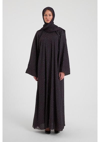 Şakika Shine Taşlı Abaya Ferace & Şal - Standart Beden & Farklı Boy Mürdüm