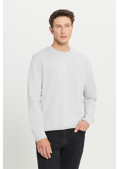 AC&Co / Altınyıldız Classics Standart Fit Normal Kesim Pamuk Bisiklet Yaka Erkek Sweatshirt Gri Melanj