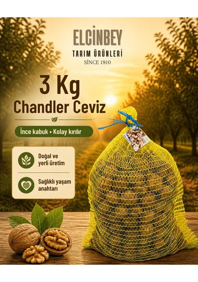 Elçinbey Tarım Ürünleri Yerli Üretim Chandler Ceviz 3 Kg İnce Kabuklu - Kolay Kırılır