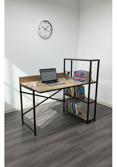 Modern 3 Raflı Çalışma Masası 60x120 - Bilgisayar Ofis Ders Masası Oyuncu Masası Ahşap Metal Modern 3 Raflı Çalışma Masası 60x120 - Bilgisayar Ofis Ders Masası Oyuncu Masası Ahşap Metal