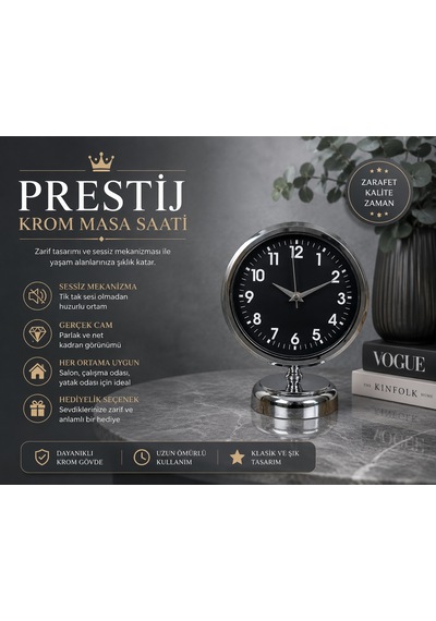 Prestige Krom 25 X 20 Cm Metal Masa Saati