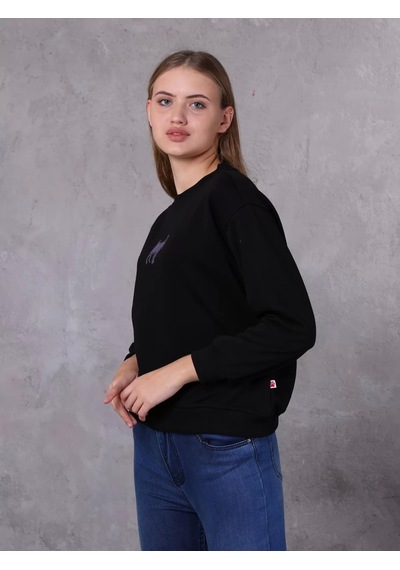 Farm Animals Nakış Detaylı Kadın Sweat Kazak 001