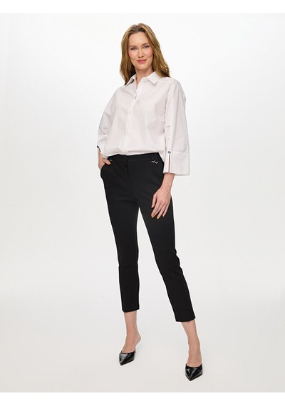 Faik Sönmez Metal Aksesuar Detaylı Slim Fit Örme Pantolon S26pnt041 Us26pnt04110 Siyah