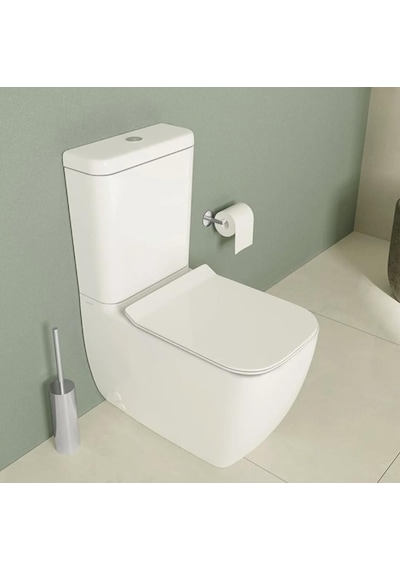 S25 Square Duvara Sıfır Kanalsız Klozet+rezervuar+iç Takım+klozet Kapağı Set Beyaz