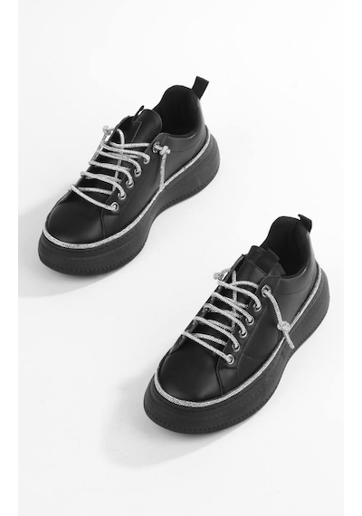 Paris Siyah Taşlı Ve Şık Tasarım Günlük Sneaker Mh2456-1-siyah Siyah