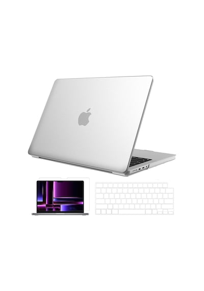 NovStrap Apple Uyumlu MacBook Pro 2023 M2 14.2 inc A2779 Mat Kılıf + Şeffaf Klavye Kılıfı + Film