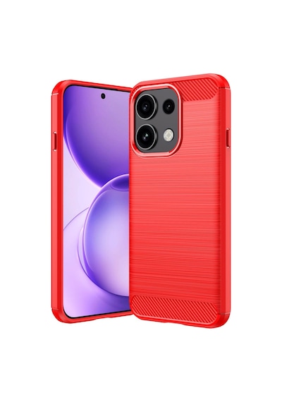 Caseonn Oppo Reno16 Pro 5g Kılıf Karbon Fiber Desenli Koruyucu Arka Kapak Kırmızı