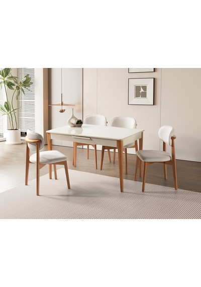 Paris Norte Lak Panel Mutfak Masa Sandalye Takımı 80x130cm Krem Paris Norte Lak Panel Mutfak Masa Sandalye Takımı 80x130cm Krem