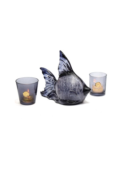 Dekoratif Ocean Art Siyah Balık Heykeli 23 Cm