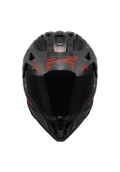 Ls2 Pioneer 2 Crazy Kros Kapalı Motosiklet Kaskı Kırmızı - Siyah