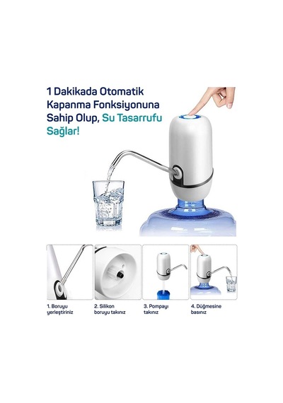 Hubrendy Kargo Yeni Nesil Dokunmatik Damacana Su Pompası Şarjlı 1200 Mah 16063626