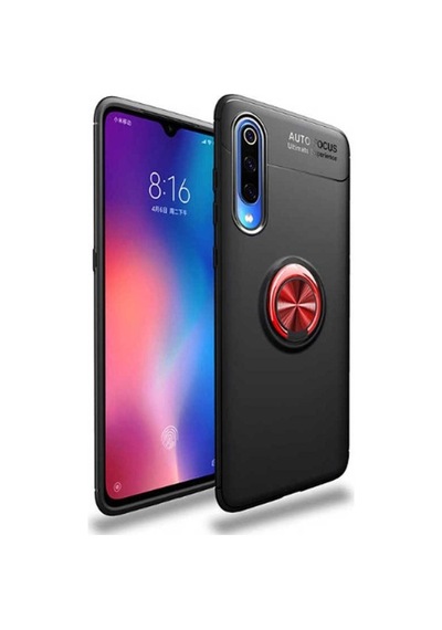 Xiaomi Mi 9 Lite Kılıf Zore Ravel Silikon Kapak Siyah-Kırmızı