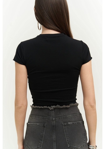 Mai Collection Mai Studios Co. Cowboys Siyah Penye Crop