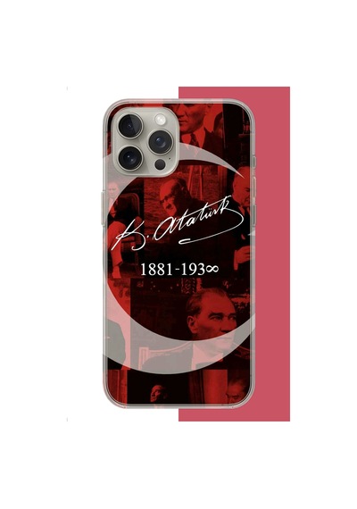 İphone 15 Pro Uyumlu Atatürk İmza Uv Baskılı Silikon Kılıf Renkli