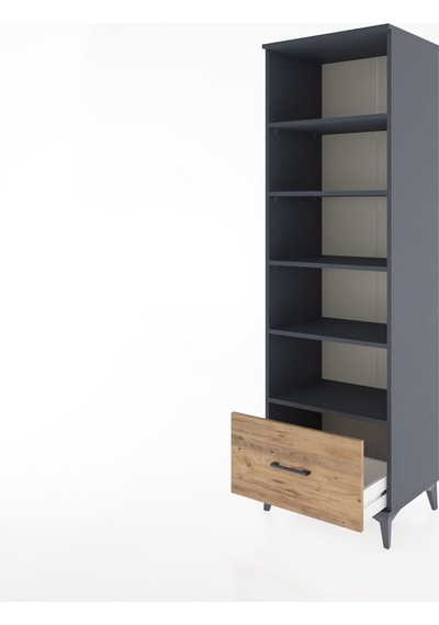 Hyperion Dolap 5 Raflı Tek Çekmeceli 60x44x195 Antrasit-çam Antrasit