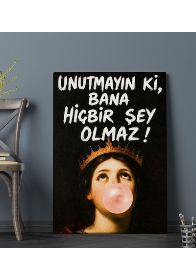 Bk Gift Vintage Klasik Sanat Esprili Sözlü Dekoratif Kanvas Tablo - 36 Çok Renkli