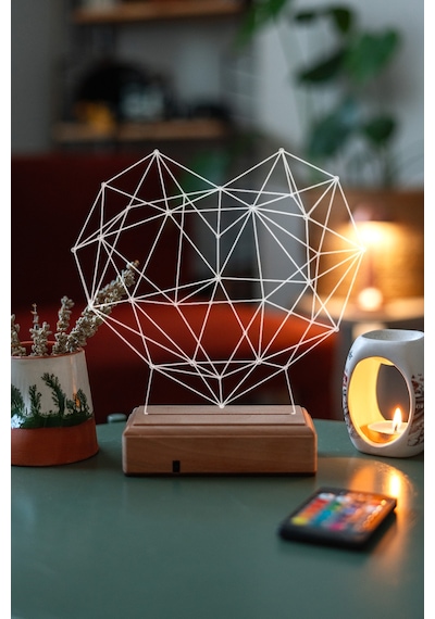 Özel Tasarım 3D Geometrik Kalp Masaüstü Led Lamba