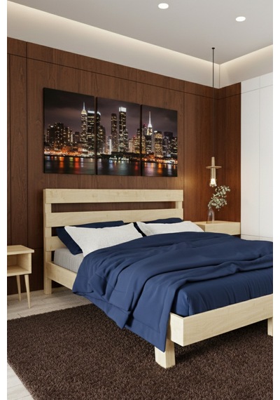 Renazzo Natura New Masif Ahşap Karyola Natürel 200x200 Natürel - 200 X 200