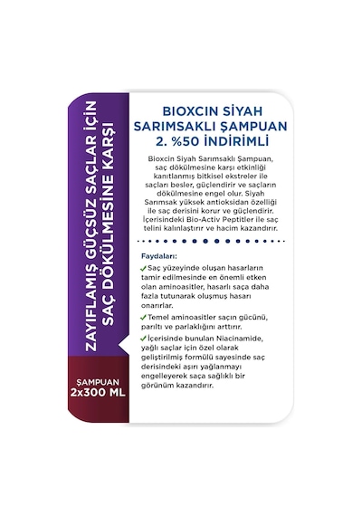 Siyah Sarımsak Saç Dökülmesine Karşı 2. Si %50 Şampuan 300ml 2x2