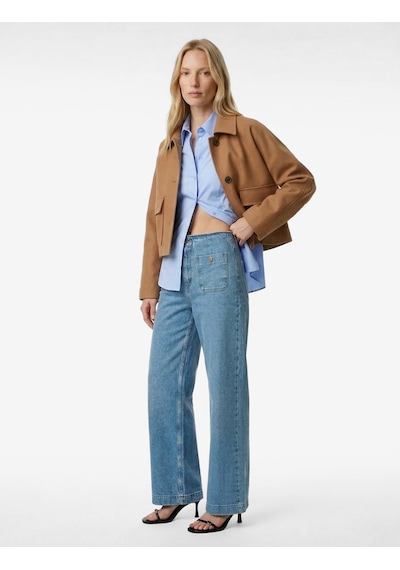 Koton Pamuklu Cepli Normal Bel Culotte Pantolon - Culotte Jeans Açık İndigo 6sal40014md Açık İndigo