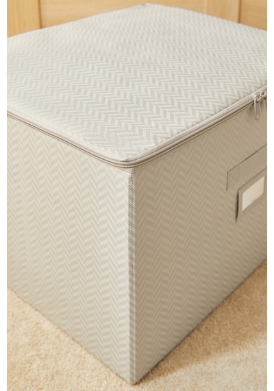 Ocean Home Textile 4'lü Gri Balıksırtı Destekli Kutu Hurç Set 31 X 38 X 12 + 45 X 55 X 18 + 55 X 70 X 18 + 48 X 40 X 30 Cm
