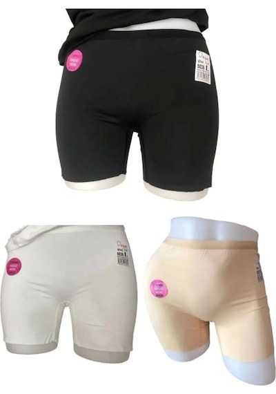 Deza Lux Kadın Iz Yapmaz Dikişsiz Boxer 3'lü Paket Beyaz - Siyah - Ten