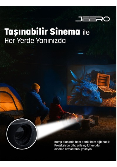 Jeero Mini Ev Sinema Projeksiyon Cihazı Türkçe Menü Ceptetaşınabilir