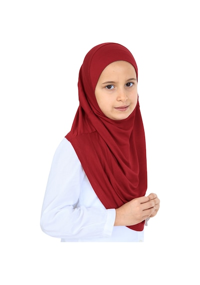 Modish Group Kız Çocuk Hazır Başörtüsü Pratik Penye Şal Tesettür Giyim Bordo