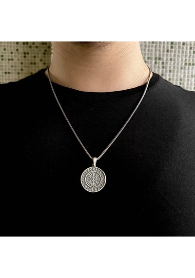 925 Ayar Gümüş Viking Pusuları Tasarım Erkek Kolye Gümüş
