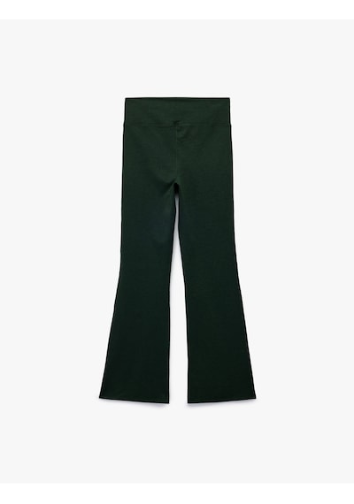 Koton Asimetrik Yüksek Bel Slim Fit İspanyol Paça Spor Tayt Yeşil 6wak40115nk Yeşil