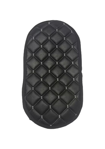 Araba Kol Dayama Örtüsü Oval Siyah Deri Gümüş Desen