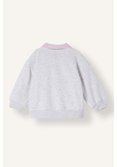 Defacto Gömlek Yaka Fermuarlı Basic Sweatshirt Hırka Kız Çocuk I0629a526augr421 Gri-gr421