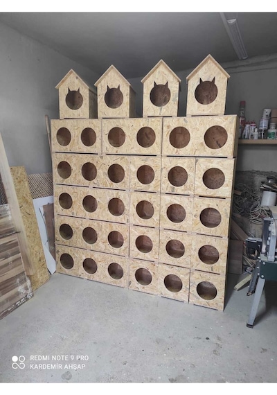 Kedi Yuvası Kedi Kulubesi Soğuğa Dayanıklı Osb Kedi 36x30x33 Cm