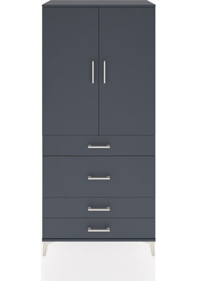 Hyperion Dolap Tek Raflı 4 Çekmeceli Tek Askılı 88x44x195 Ant... Antrasit