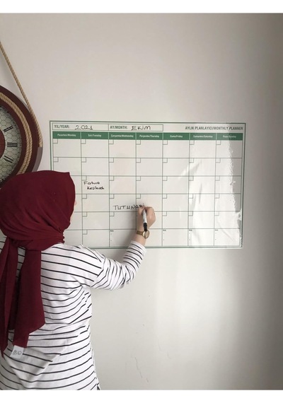 Planlayıcı Akıllı Kağıt Aylık Takvim Yazı Tahtası Planner Sticker Kartuşlu Kalem Dahil 85 56 Cm Cok Renkli