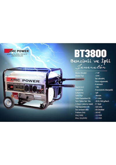 Amc Power Bt-3800 3.5 Kva Benzinli Jeneratör İpli