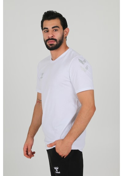 Hummel Armin Pamuklu Bisiklet Yaka Tişört Beyaz Kırmızı