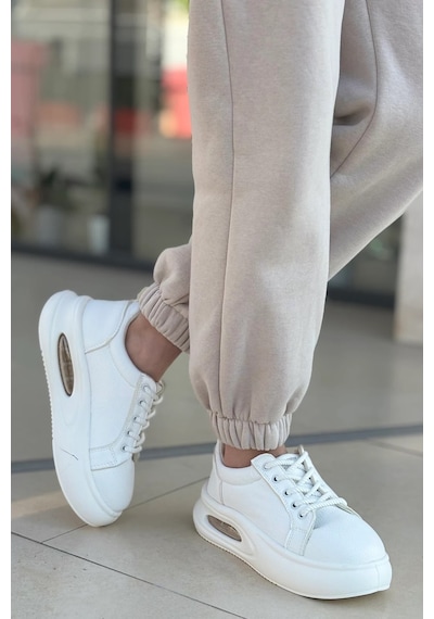 Günlük Kadın Sneaker Örgü Bağcıklı Hafif Kalın Yüksek Balon Taban Yürüyüş Spor Ayakkabı 5750 Beyaz Günlük Kadın Sneaker Örgü Bağcıklı Hafif Kalın Yüksek Balon Taban Yürüyüş Spor Ayakkabı 5750 Beyaz