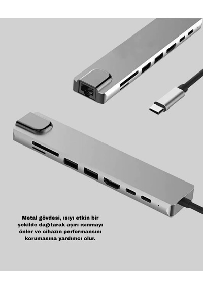 Alüminyum Kasalı Macbook Usb-c Hub 4k Hdmı, Usb 3.0, Sd/tf Kart Girişi, Pd Şarj Desteği