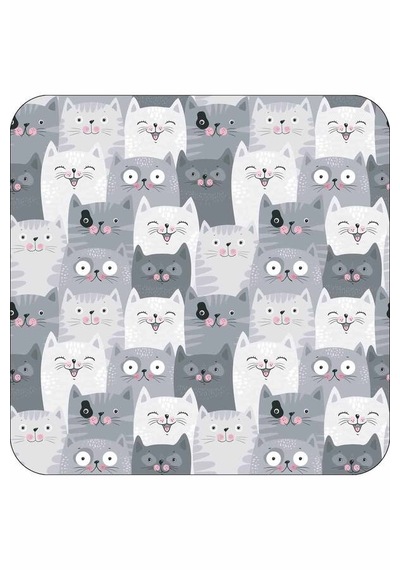 Gri Kedi Desenli Banyo Halısı Klozet 2'li Paspas Seti Bs253n11