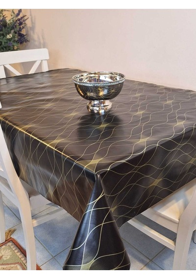 Elyaflı Pvc Masa Örtüsü Modern, Dayanıklı, Silinebilir Ve Şık Görünüm Mrl205 Siyah