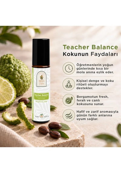 Teacher Balance Bergamot Uçucu Yağı Aromaterapi Roll-on Koku 10 Ml Dengeleyici & Rahatlatıcı