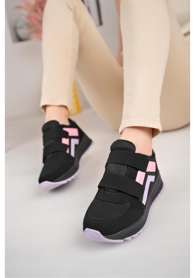 Mcdark Kadın Siyah Pudra Cırtlı Sneaker Ayakkabı