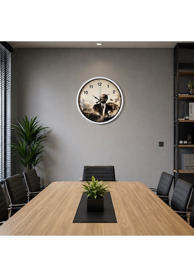 Büro Ev Ofis Dekoru İçin 36cm Beyaz Ulu Önder Majestic Duvar Saati Diğer