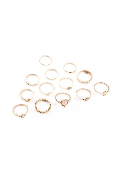 13 Pc/set Kadın İstiflenebilir Taç Halkaları Rhinestones İle Çok Şekilli Halkalar Çok Renkli