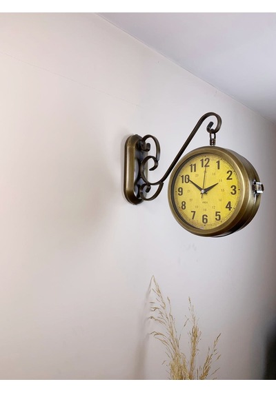 Eskitme Metal Antique İstasyon Saati 36 X 25 Cm