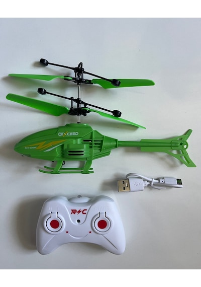 Uzaktan Kumandalı Helikopter 18 Cm Yeşil Renkli