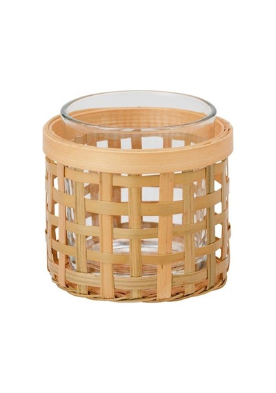 Ikea Påvefınk Tealight Mumluk, Bambu, 8 Cm Çok Renkli