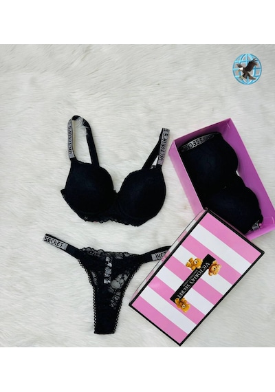 Victoria's Secret Victoria"s Secret Pusch Up Set Alt Üst Dolgulu Sütyen Ve Külot Takım 2"li Set Siyah